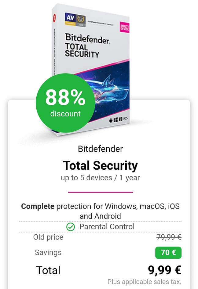 Bitdefender Total security 5 Devices/1 Year [edited] - Lagonika.gr